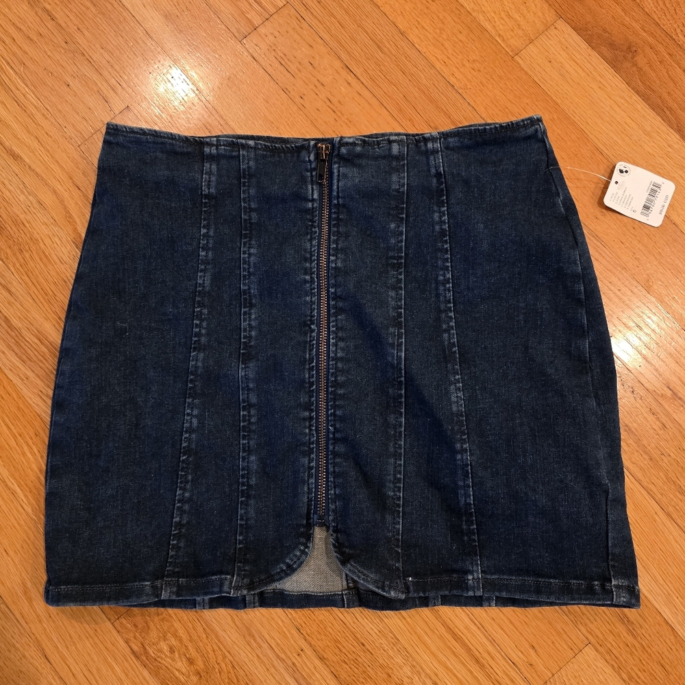 We The Free Denim Zipped Front Skirt
